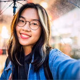 a girl smiling